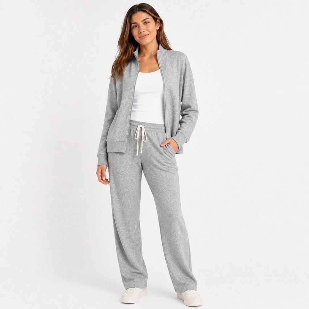 Tek Gear Women’s Ultrasoft Fleece 2-Piece Gray Tracksuit Jacket L Pants M